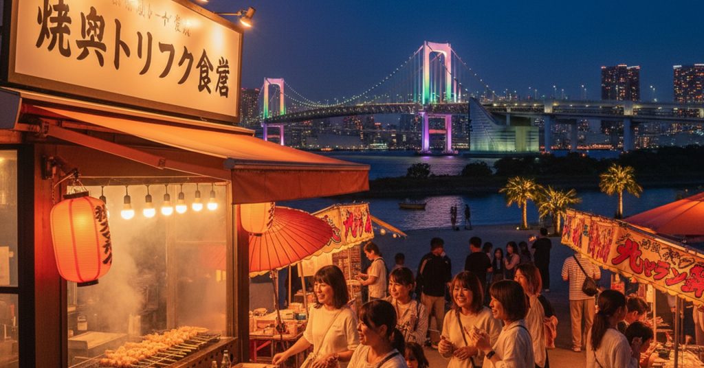 お台場海浜公園に「焼鳥トリフク食堂」がオープン、深夜2時まで営業